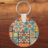 Kleurrijke Patchwork Islam Motieven Tegel Sleutelhanger (Voorkant)