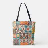 Kleurrijke Patchwork Islam Motieven Tegel Tote Bag (Achterkant)
