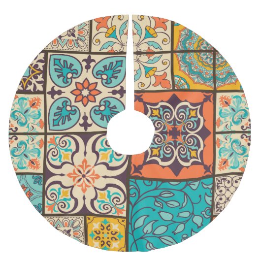 Kleurrijke Patchwork Islamitische Majolica Tegel Kerstboom Rok (Voorkant)