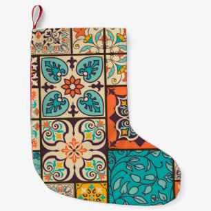 Kleurrijke Patchwork Islamitische Majolica Tegel Kleine Kerstsok