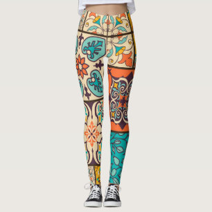 Kleurrijke Patchwork Islamitische Majolica Tegel Leggings