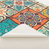 Kleurrijke Patchwork Islamitische Majolica Tegel Sherpa Deken (3/4)