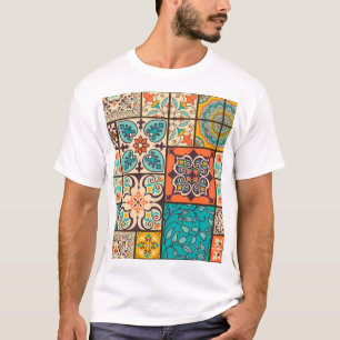 Kleurrijke Patchwork Islamitische Majolica Tegel T-shirt