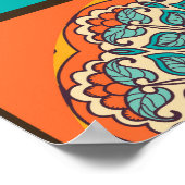 Kleurrijke Patchwork Islamitische Tegel Naadloos Poster (Hoek)