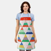 Kleurrijke Patchwork Kerst Driehoeken Schort (Gedragen)