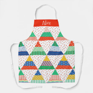 Kleurrijke Patchwork Kerst Driehoeken Schort