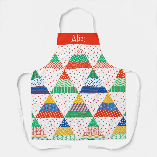 Kleurrijke Patchwork Kerst Driehoeken Schort (Voorkant)