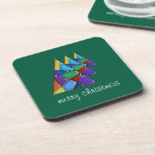 Kleurrijke Patchwork Kerstboom Onderzetters (Linkerzijde)