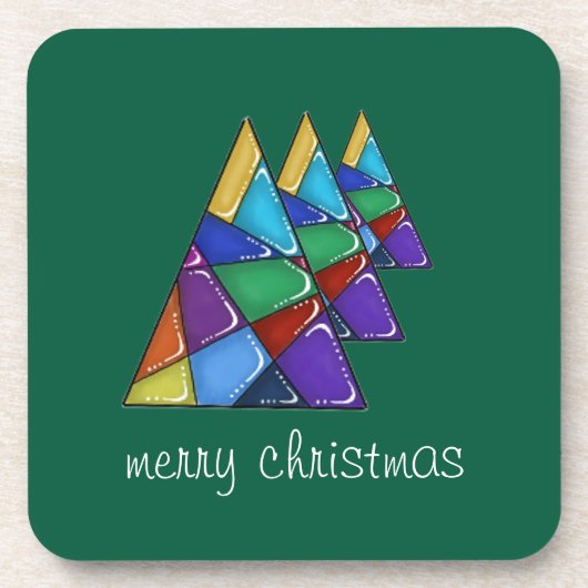 Kleurrijke Patchwork Kerstboom Onderzetters (Voorkant)