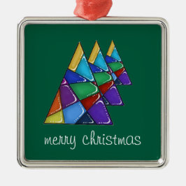 Kleurrijke patchwork kerstboomornament  metalen ornament