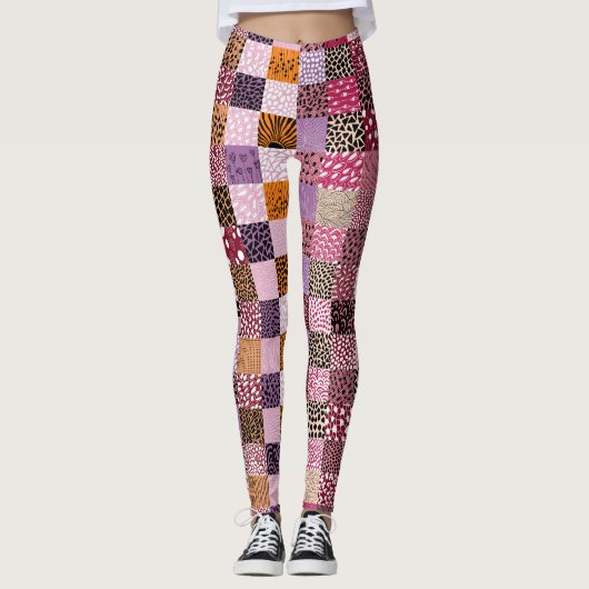 Kleurrijke Patchwork Leggings voor Vrouwen (Voorkant)