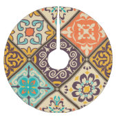 Kleurrijke Patchwork: Majolica Tegel Design Kerstboom Rok (Voorkant)