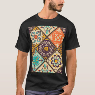 Kleurrijke Patchwork: Majolica Tegel Design T-shirt