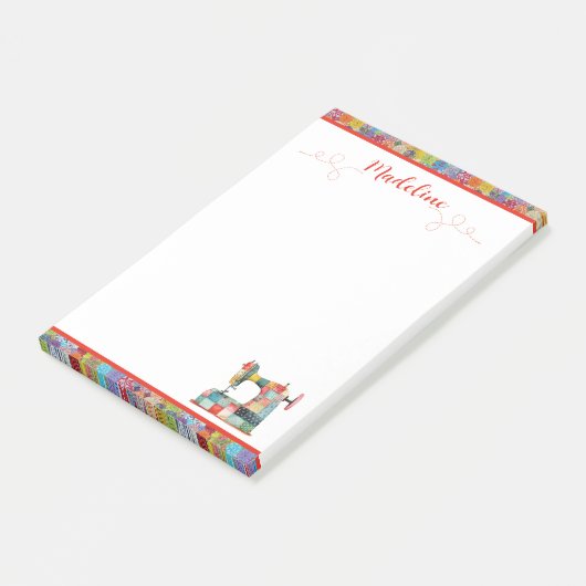 Kleurrijke Patchwork naaimachine Post-it® Notes (Schuin)