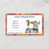 Kleurrijke Patchwork naaimachine Visitekaartje (Voorkant)