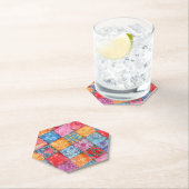 Kleurrijke Patchwork Print Monogram Kartonnen Onderzetters (Insitu)