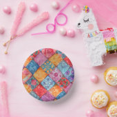 Kleurrijke Patchwork Print Monogram Papieren Kommen (Feest)