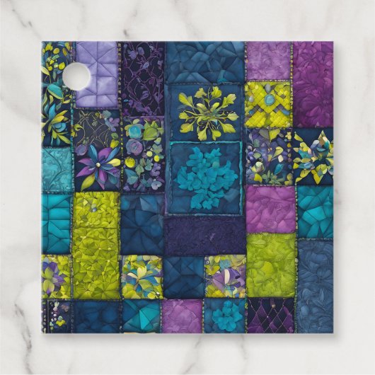 Kleurrijke Patchwork Quilt Art Gift Labels (Voorkant)