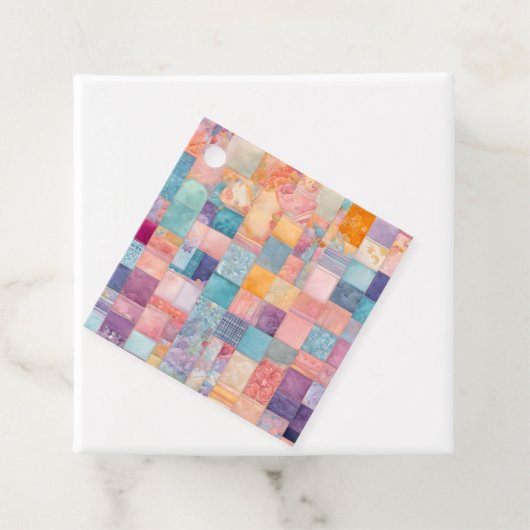 Kleurrijke Patchwork Quilt Art Gift Labels (In situ)