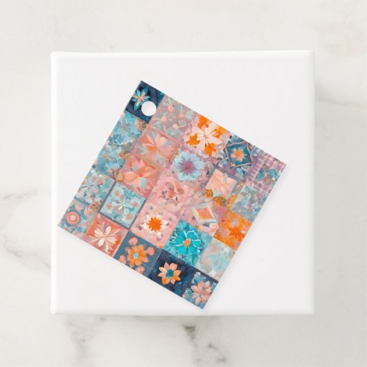 Kleurrijke Patchwork Quilt Art Gift Labels (In situ)