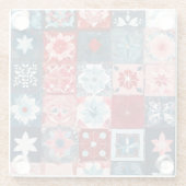 Kleurrijke Patchwork Quilt Art Glass Onderzetter (Achterkant)