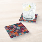 Kleurrijke Patchwork Quilt Art Glass Onderzetter (Schuin)