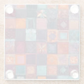 Kleurrijke Patchwork Quilt Art Glass Onderzetter (Achterkant)