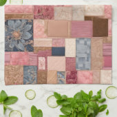 Kleurrijke Patchwork Quilt Art Keuken Handdoek (Gevouwen)