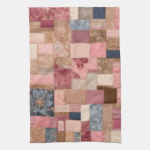 Kleurrijke Patchwork Quilt Art Keuken Handdoek (Verticaal)