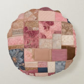 Kleurrijke Patchwork Quilt Art Round Sierkussen Rond Kussen (Achterkant)