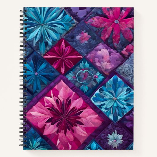 Kleurrijke Patchwork Quilt Art Spiral Notitieboek (Voorkant)