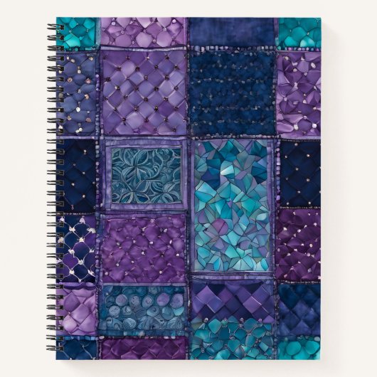 Kleurrijke Patchwork Quilt Art Spiral Notitieboek (Voorkant)