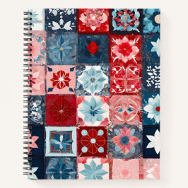 Kleurrijke Patchwork Quilt Art Spiral Notitieboek