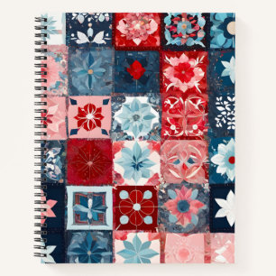Kleurrijke Patchwork Quilt Art Spiral Notitieboek