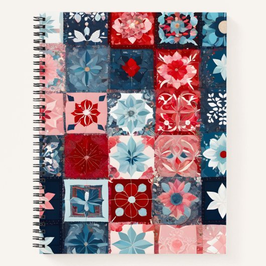 Kleurrijke Patchwork Quilt Art Spiral Notitieboek (Voorkant)