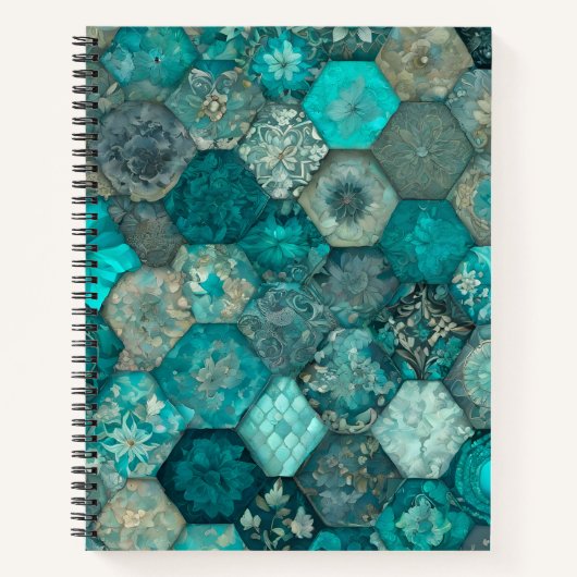 Kleurrijke Patchwork Quilt Art Spiral Notitieboek (Voorkant)