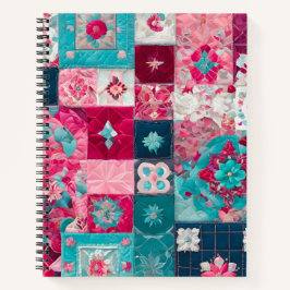 Kleurrijke Patchwork Quilt Art Spiral Notitieboek