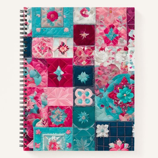 Kleurrijke Patchwork Quilt Art Spiral Notitieboek (Voorkant)