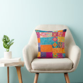 Kleurrijke Patchwork Quilt Art Square Sierkussen (Stoel)