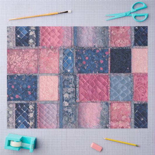 Kleurrijke Patchwork Quilt Art Tissue Papier (Craft)