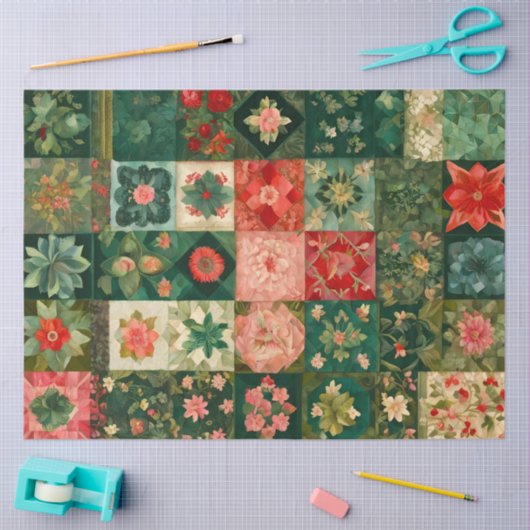 Kleurrijke Patchwork Quilt Art Tissue Papier (Craft)