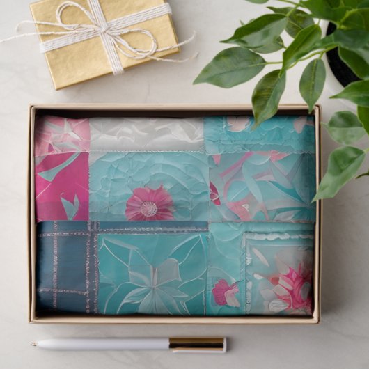 Kleurrijke Patchwork Quilt Art Tissue Papier (Geschenk)