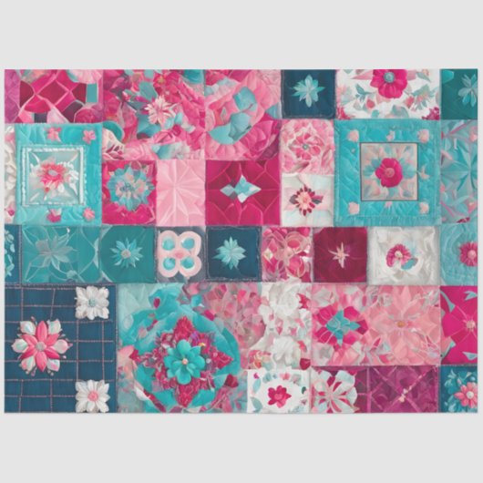 Kleurrijke Patchwork Quilt Art Tissue Papier (Voorkant)