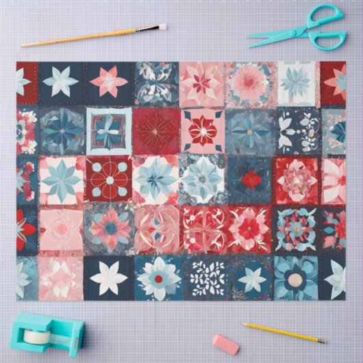 Kleurrijke Patchwork Quilt Art Tissue Papier (Craft)