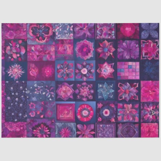 Kleurrijke Patchwork Quilt Art Tissue Papier (Voorkant)