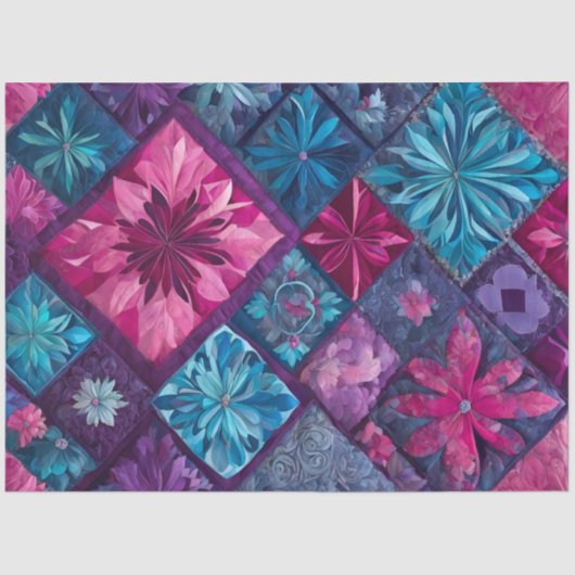 Kleurrijke Patchwork Quilt Art Tissue Papier (Voorkant)