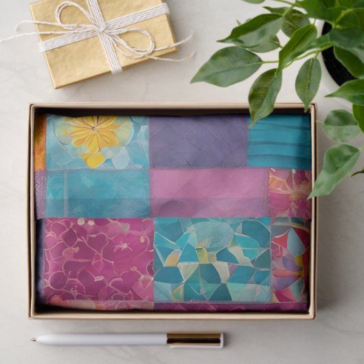 Kleurrijke Patchwork Quilt Art Tissue Papier (Geschenk)