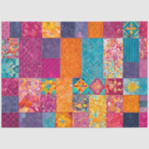 Kleurrijke Patchwork Quilt Art Tissue Papier
