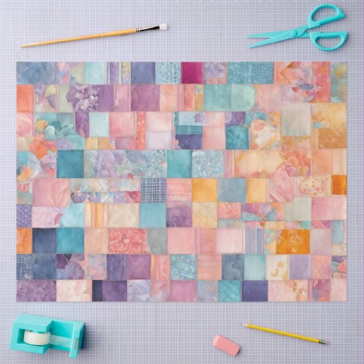 Kleurrijke Patchwork Quilt Art Tissue Papier (Craft)