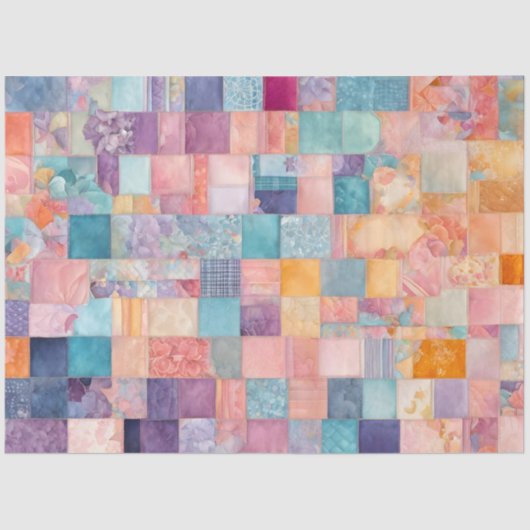 Kleurrijke Patchwork Quilt Art Tissue Papier (Voorkant)